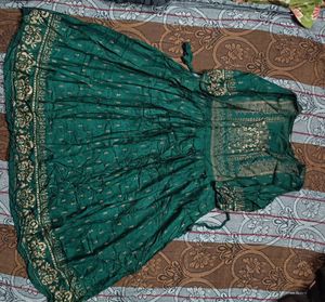 Elegant Green Kurta with Gold Print