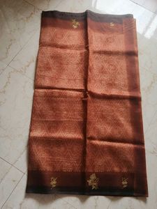 Beautiful Brown Saree with Gold Embroidery