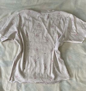 Cute Top bunny print  , baby tee , coquette