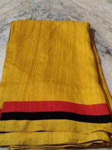 Elegant Yellow Saree with Red &amp; Black Border
