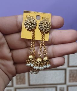 Golden Oxidised Earrings