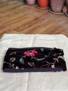 Embroidered Velvet Clutch Bag Handmade
