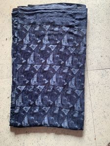 Stylish Blue Geometric Print Saree