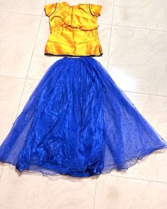 Stunning Orange &amp; Blue Lehenga Set