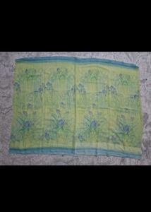 Beautiful Green Saree with Floral Print