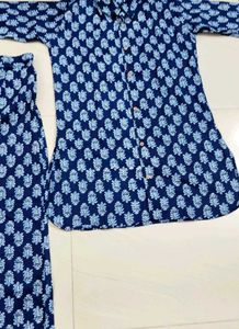 New Navy Blue Printed Co-ord Set