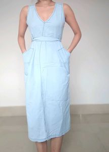 Light Blue Denim Midi Dress