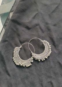 Elegant Oxidized Silver Jhumka Earrings