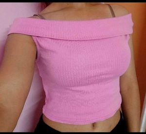 Pink Cowl Neck Crop Top