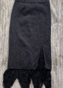 Elegant Black Lace Midi Skirt