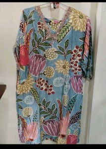 Blue &amp; White Printed Kurta
