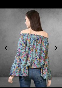 Floral Off-Shoulder Bell Sleeve Top