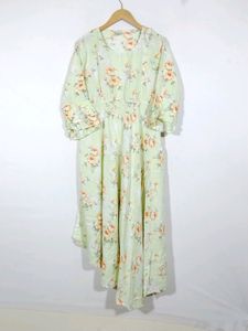 MomToBe Light Green With Multicolour Floral Printed Umbrella Kurti (Women)