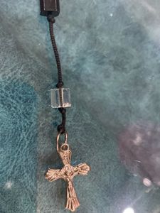 Black &amp; Clear Rosary Necklace