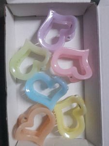 Cute Heart Hair Claw Clips Set 6