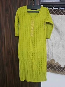 Lime Green Printed Kurta