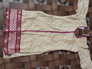 Elegant Cream Kurta with Pink Pants
