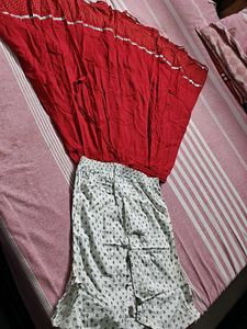 Pink & White Printed Ethnic Skirt Set