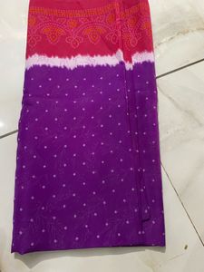 Vibrant blue and pink Bandhani Saree