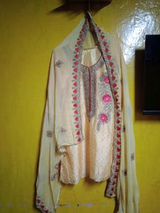 yellow Embroidered Kurta Palazzo Set