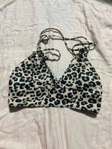 Leopard Print Bikini Top