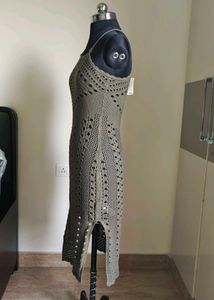Olive color crochet dress