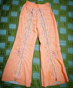 Elegant Peach Embroidered Kurta with Sharara Set