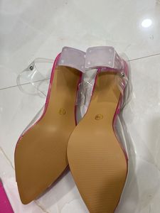 Rhinestone Clear Strap Glass Heels