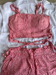 Boho Print Crop Top &amp; Shorts Set