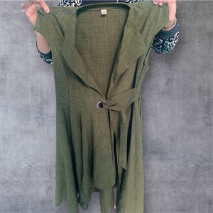 Olive Green Tie-Waist Dress