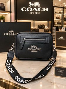 Coach Black Pebble Leather Camera Bag