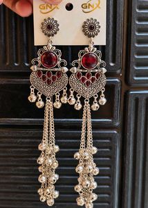 kashmiri earrings # shoulder touch