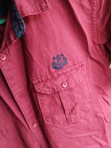 Men's Maroon Short Sleeve Shirt