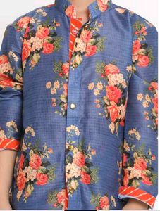Floral Print boys Kurta Set with Jacket
