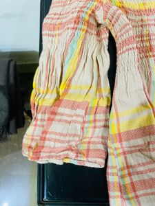Off-Shoulder Plaid Top