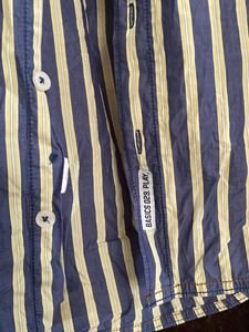 Vintage Striped Short Sleeve Button-Up Shirt