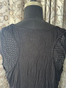 Black Embellished Sleeveless Top