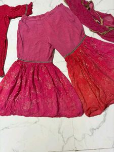 Vibrant  pink Sequin kurta  Sharara Set