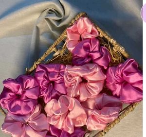 Satin Scrunchies Set - Pink & Purple