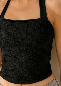 Black Lace Halter Neck Top 🖤