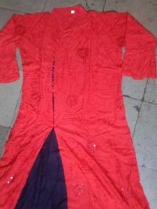 Red Embroidered Kurta