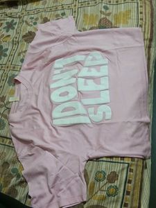 Pink "Don't Sleep" Graphic crop top