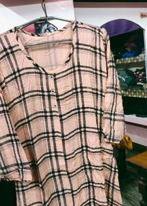 Peach Plaid Kurti