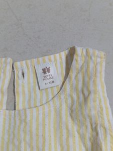 Frock Yellow White - Soft Cotton Lining Inside