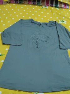 Grey Tree Print Top