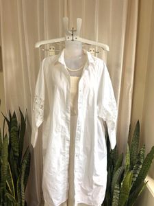 Cotton White Shirt Dress with Lace Details
