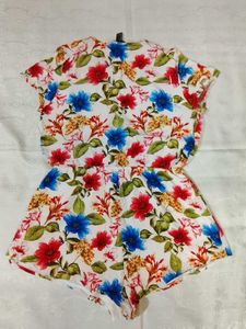 Floral Print Short Jumpsuit