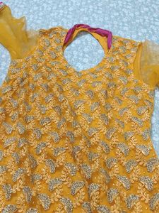 Yellow Embroidered Kurta with Dupatta