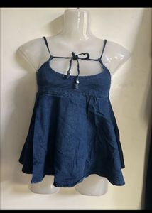 Blue Denim Spaghetti Strap Top