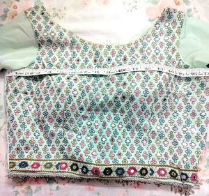 Mint Green mirror work Lehenga Set
